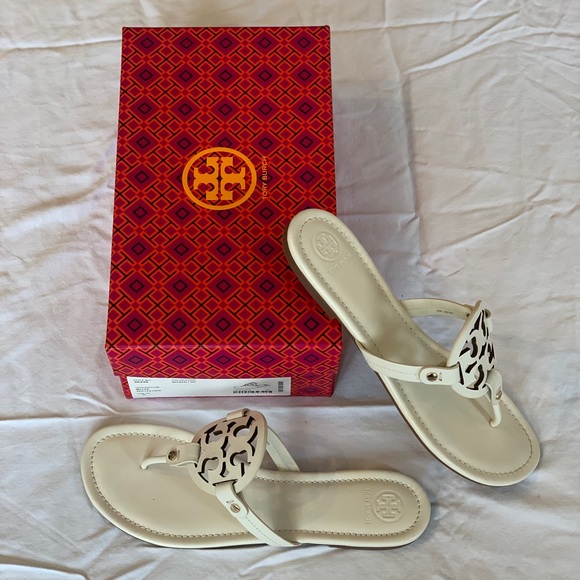 Tory Burch Miller Sandal, Bleach (Ivory) Leather, Size 11! - Picture 2 of 8